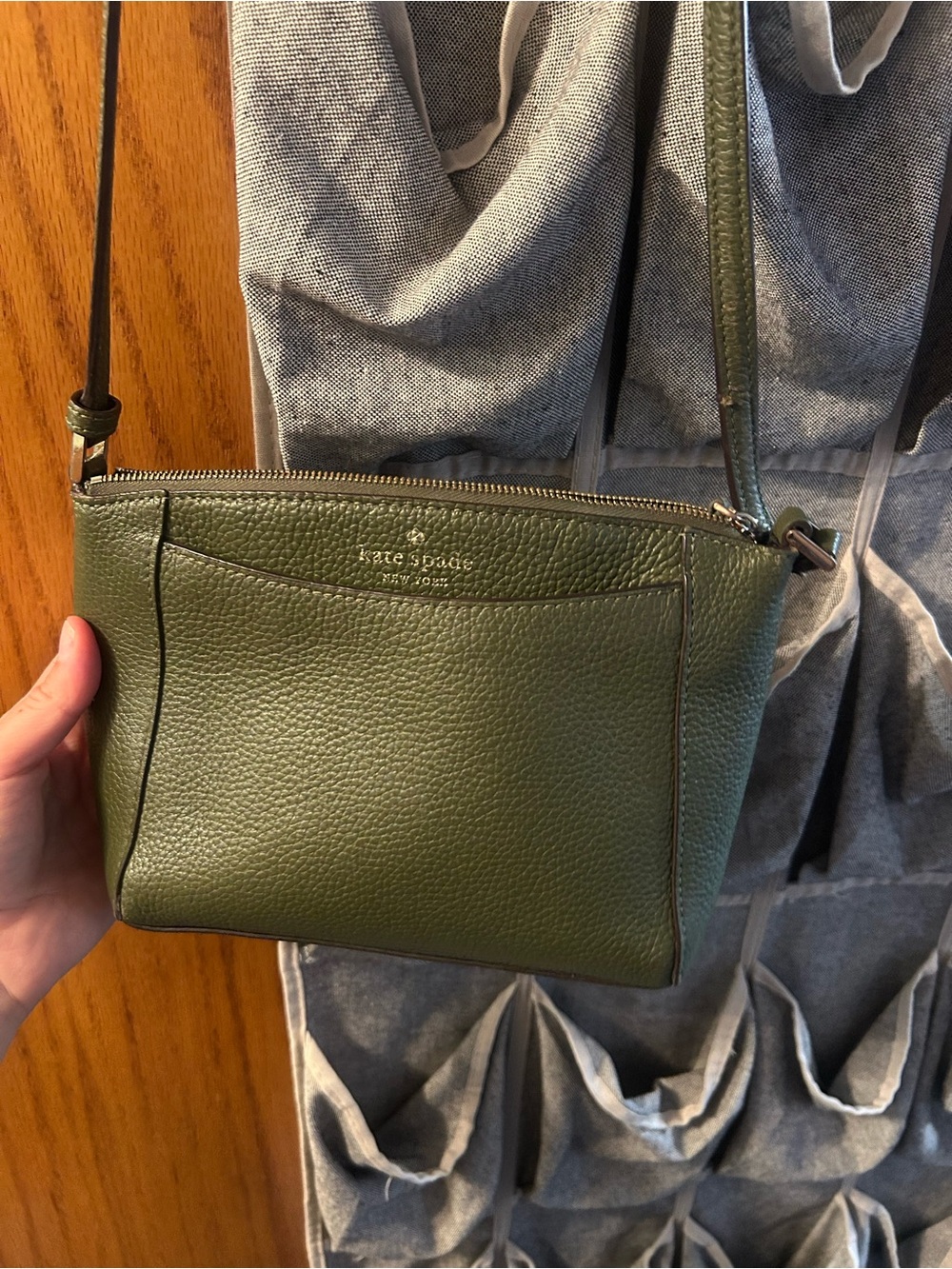 kate spade Olive Pebbled Leather Crossbody Bag. Monica Small
